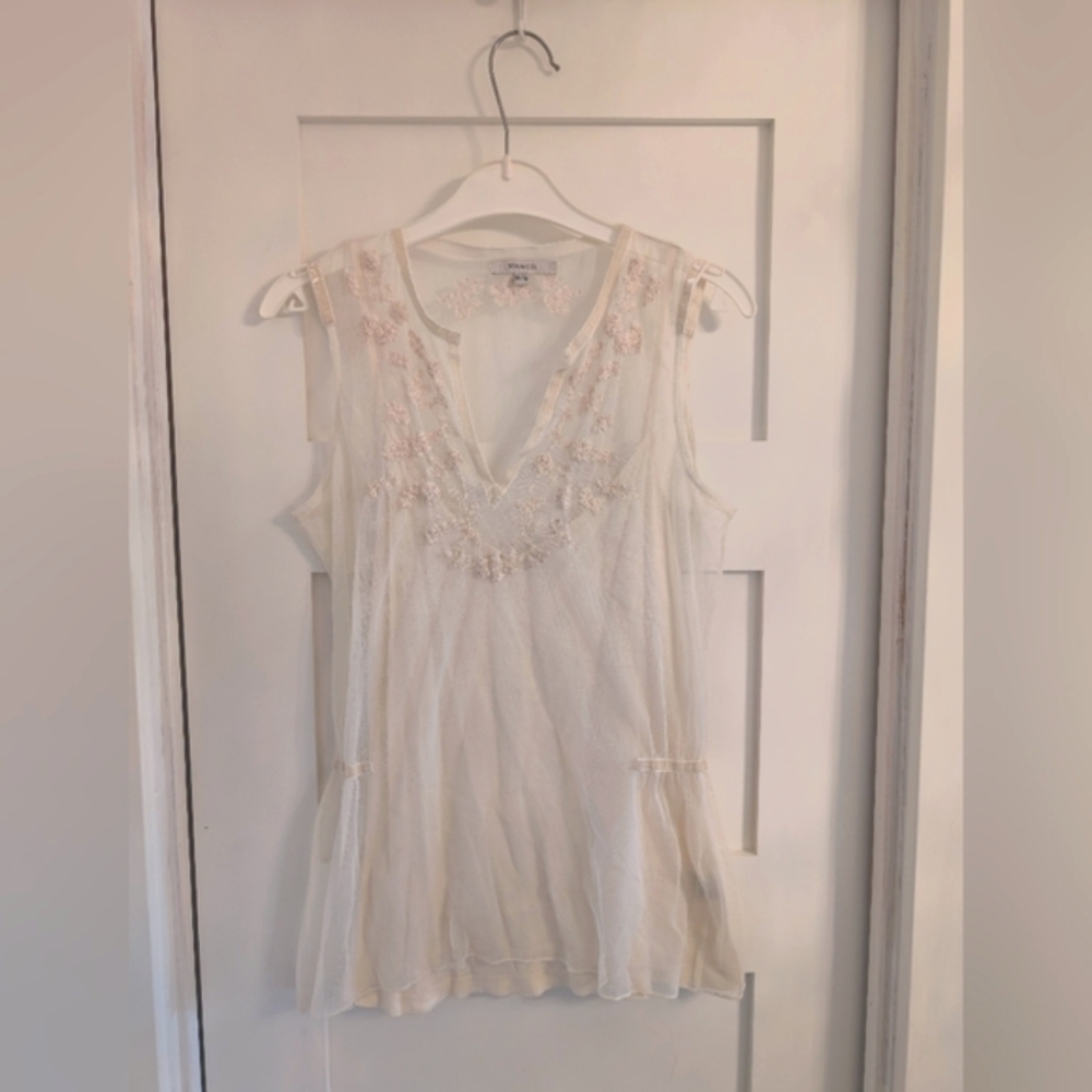White Sleeveless Embellished Tunic